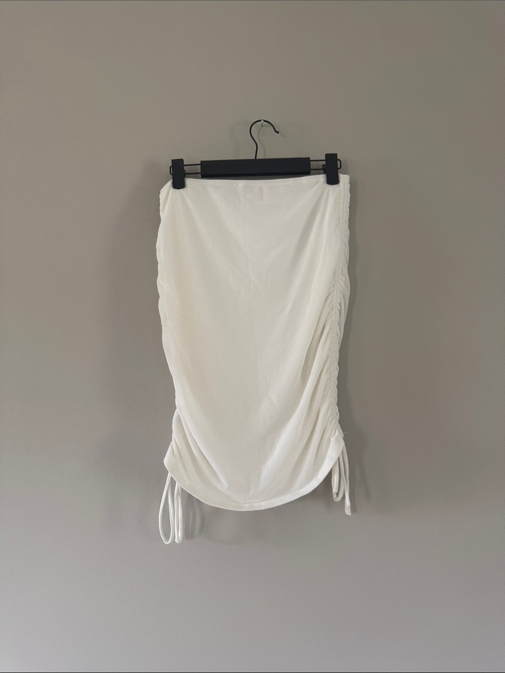 Fashion Nova | White Ruched Side Drawstring Skirt - Picture 5 of 5